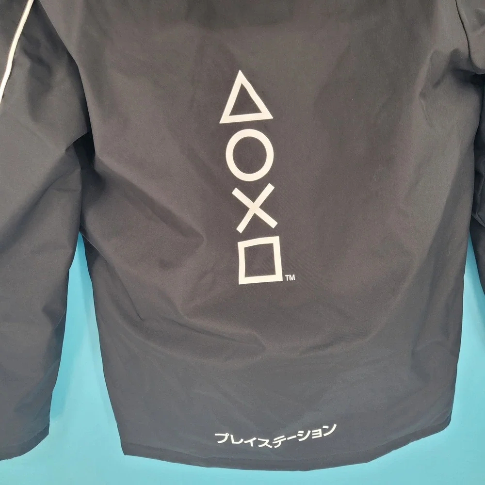 PlayStation Hooded Windbreaker Jacket Kids Size L Gamer Coat Black New NWT gamer